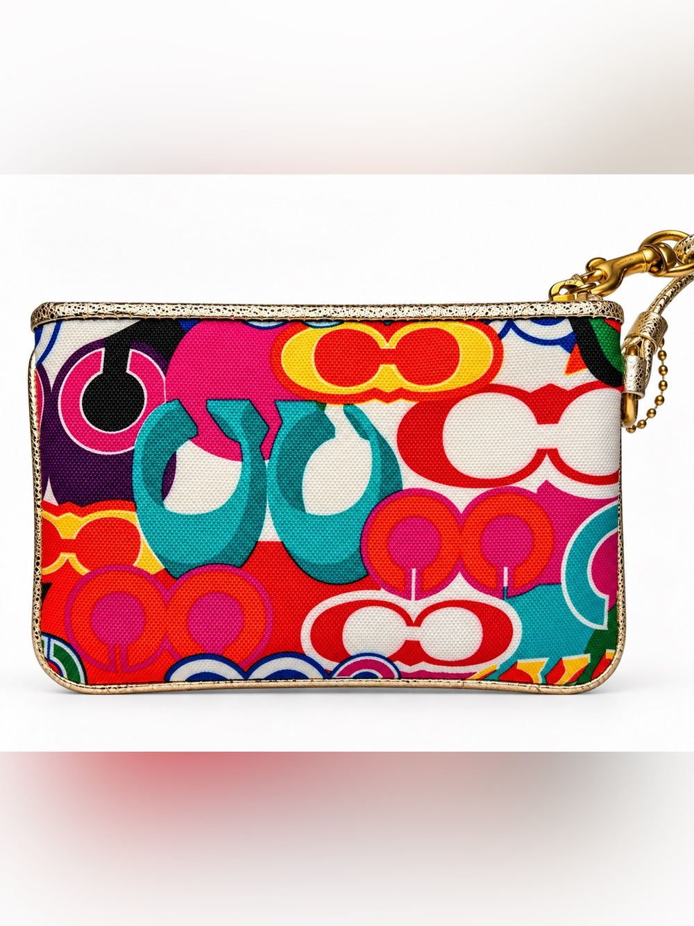 Coach Poppy Pop C Graffiti Multicolor Wristlet Metallic Gold Y2K - Picture 4 of 12